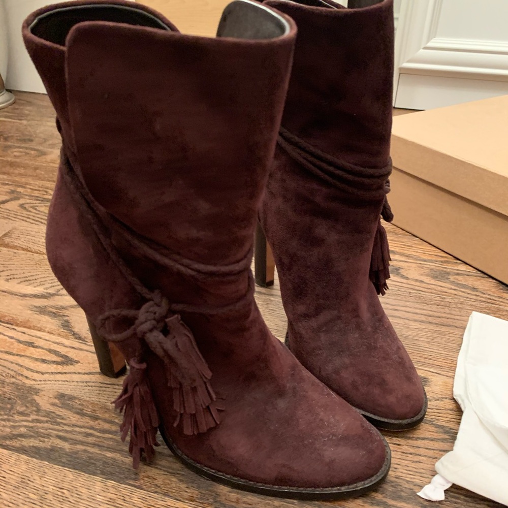 Joie mahogany/dark brown suede boots